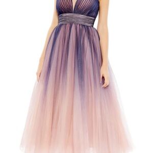 SOLD Mac Duggal OMBRE SLEEVELESS V NECK MIDI DRESS Sz 12